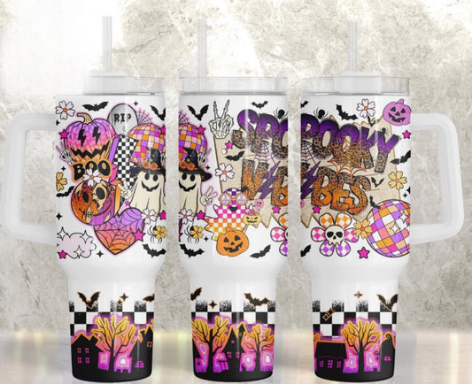 Spooky Vibes 40 oz Tumbler Preorder 4 wk tat