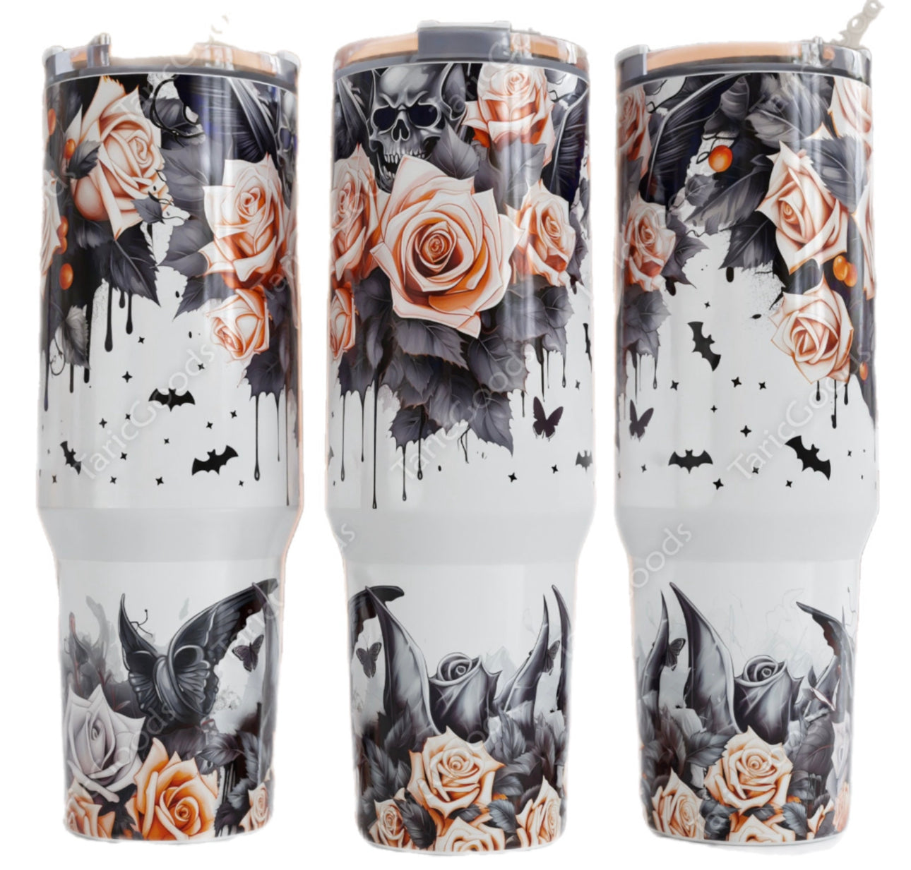 Roses and Skulls 40oz Tumbler Preorder 4 wk tat