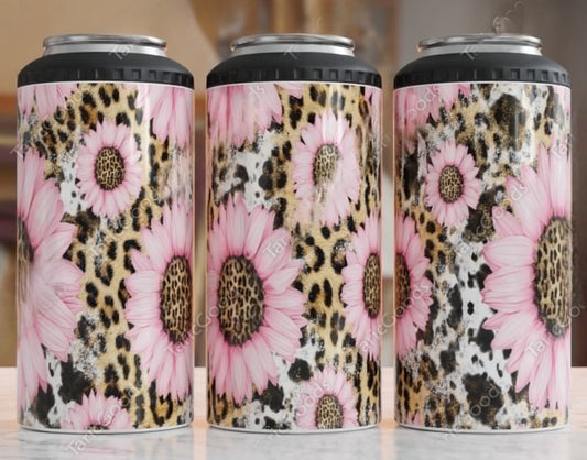 Pink Sunflowers CAN COOLER