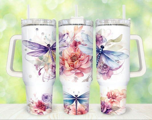 Pastel Dragon Flies 40 oz Tumbler Preorder 4 wk tat