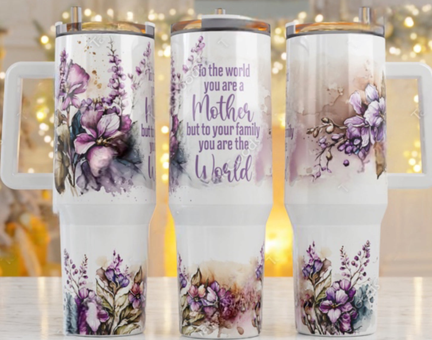 Mother Purple Floral 40 oz Tumbler Preorder 4 wk tat