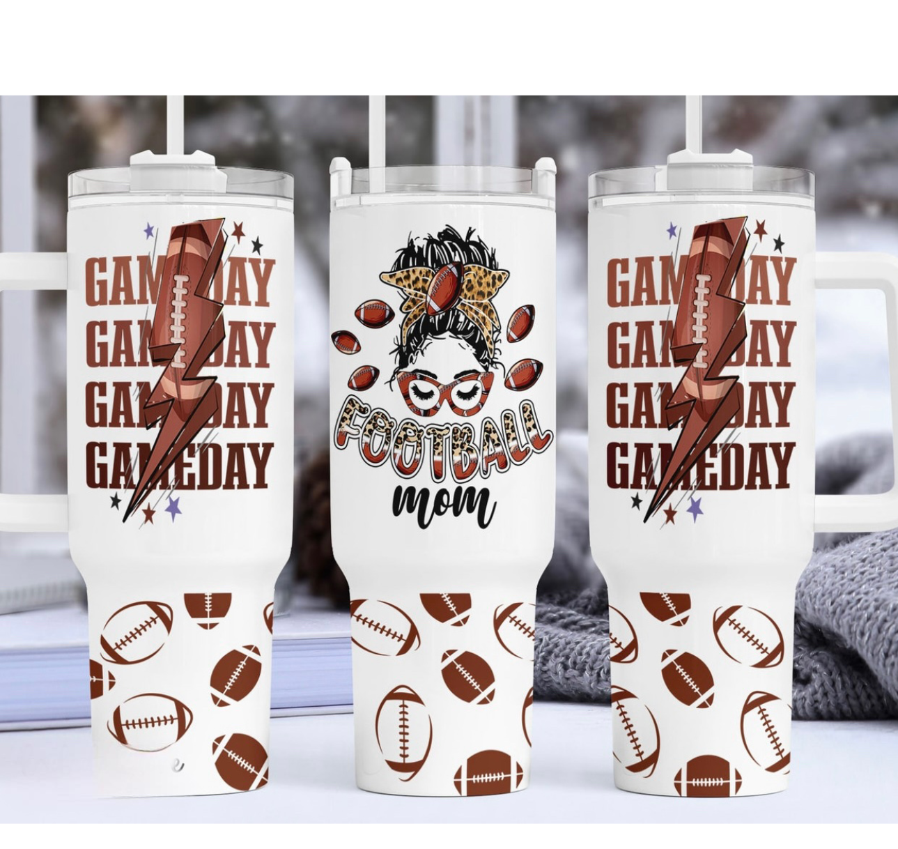 Football Mom 40 oz Tumbler Preorder 4 wk tat