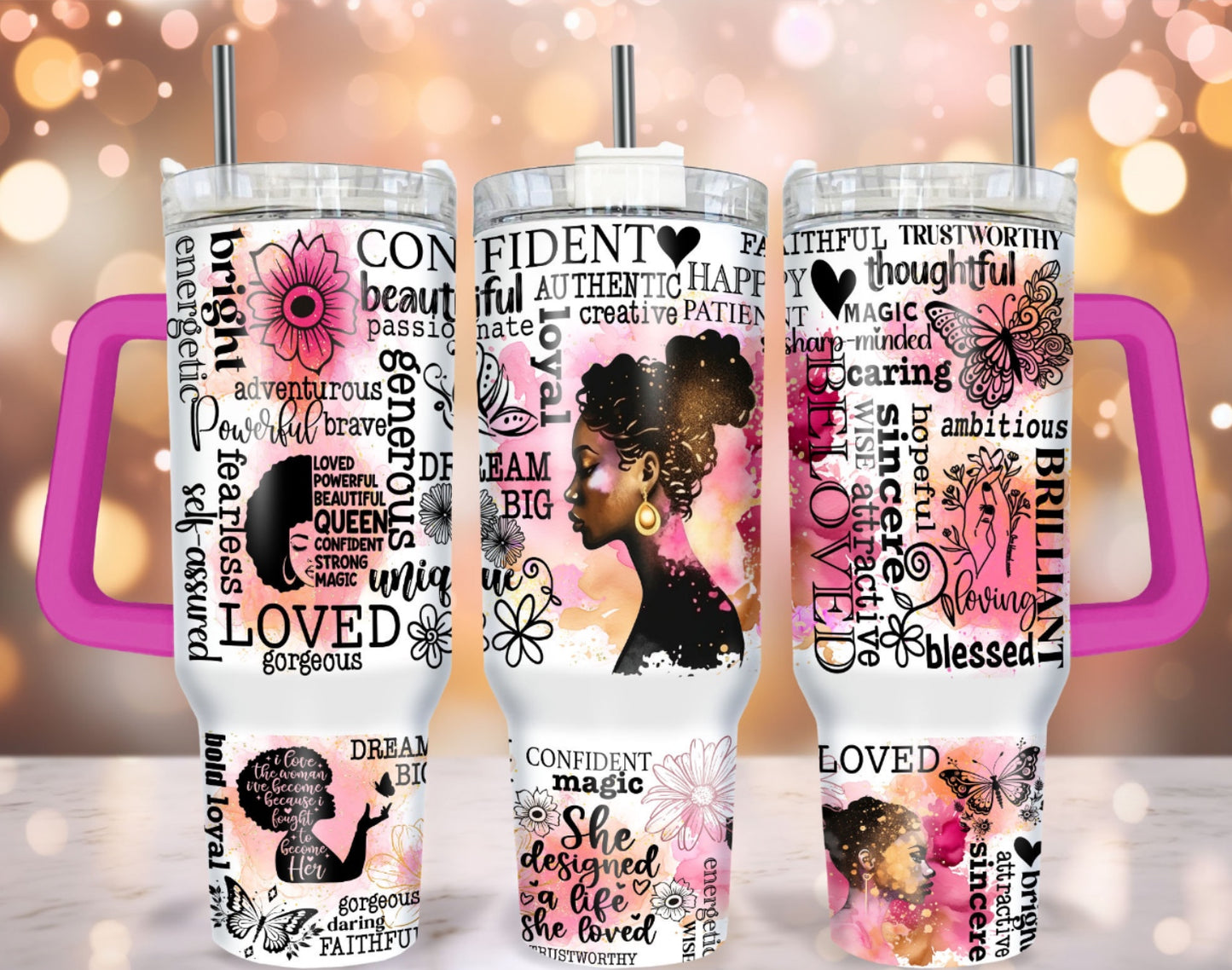 Magic Black Woman 40 oz Tumbler Preorder 4 wk tat