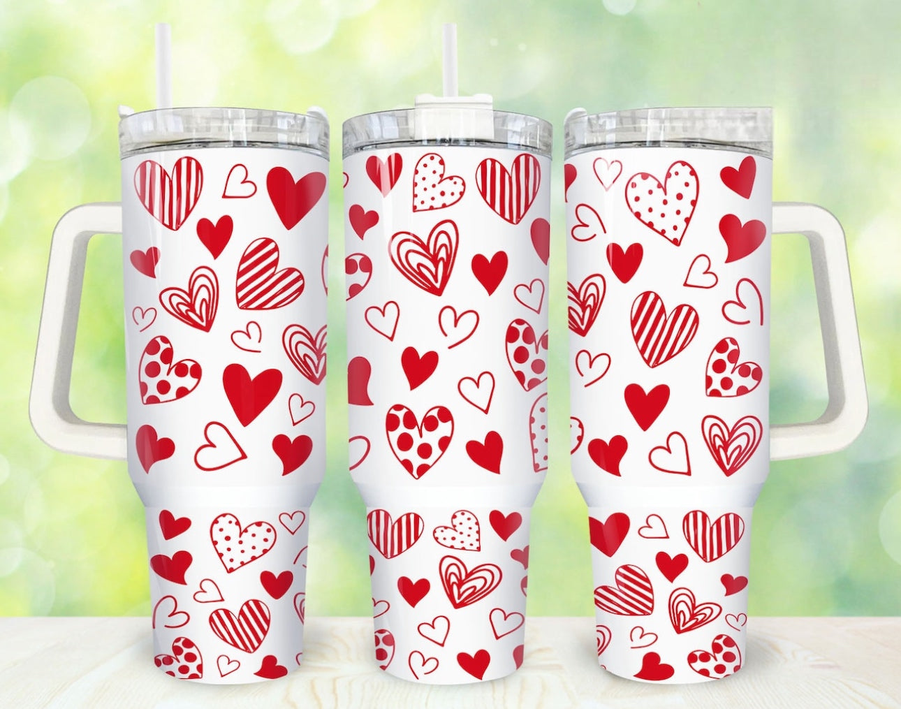 Floating Hearts Coffee 40 oz Tumbler Preorder 4 wk tat