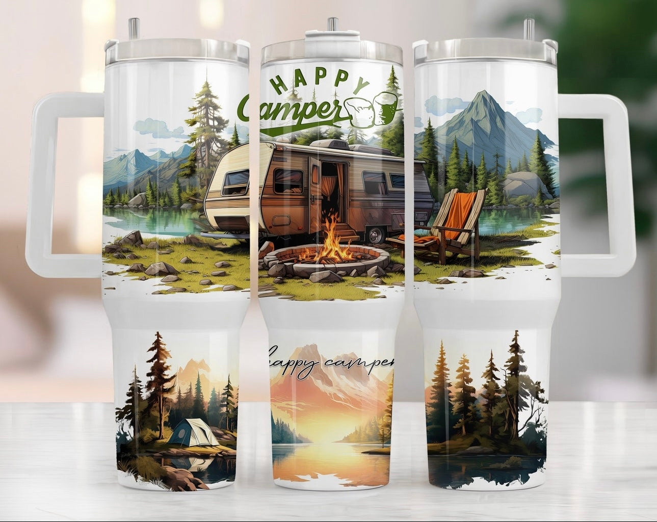 Happy Camper 40 oz Tumbler Preorder 4 wk tat