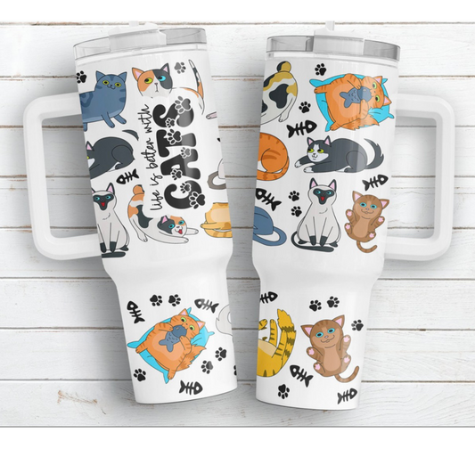 Cats 40 oz Tumbler Preorder 4 wk tat