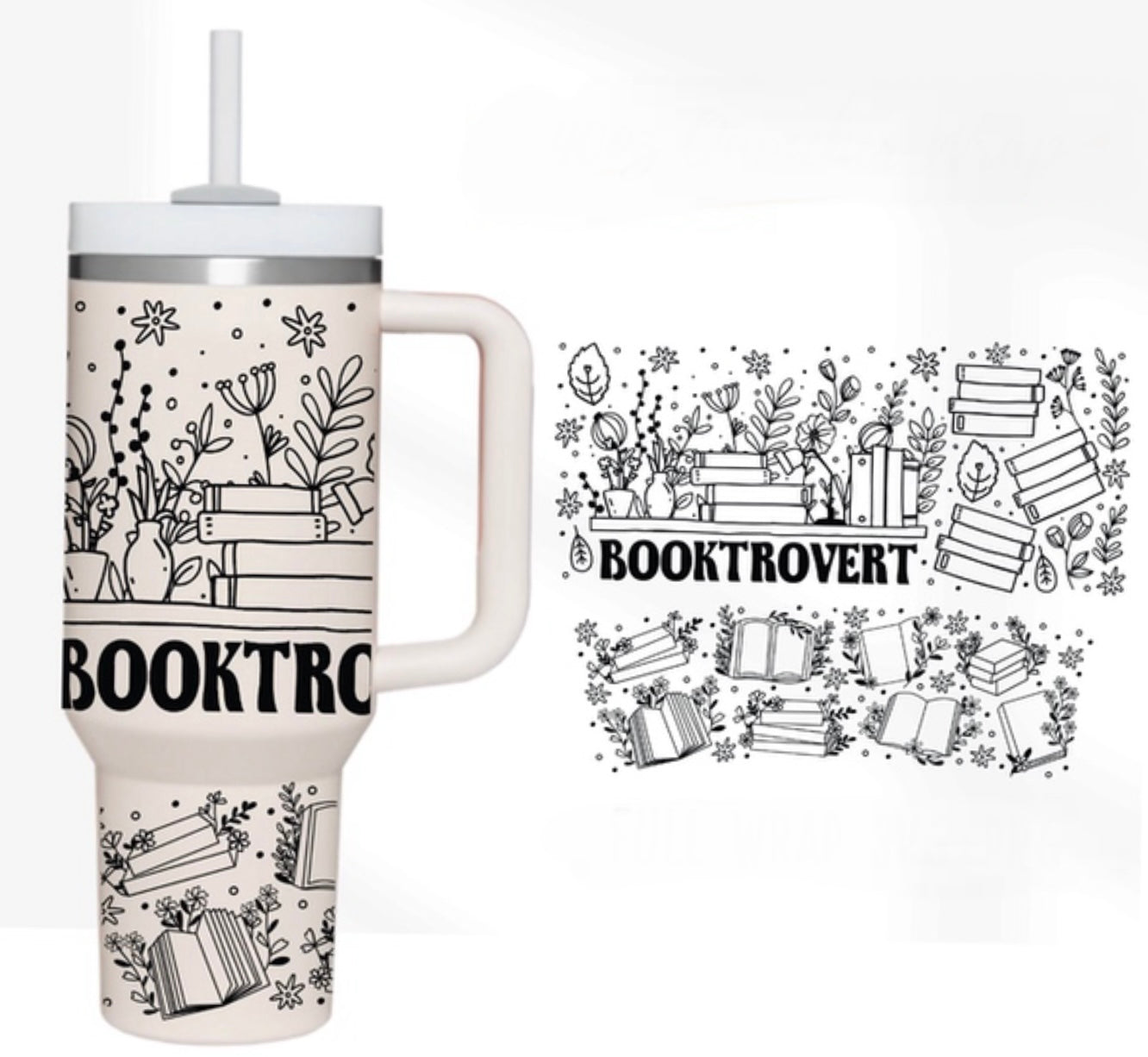 Booktrovert 40 oz Tumbler Preorder 4 wk tat