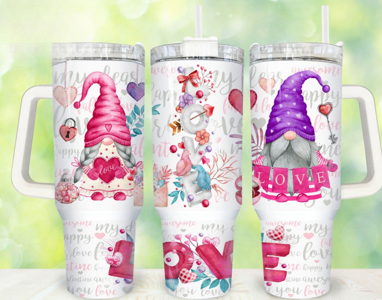 Pink And Purple Gnome 40 oz Tumbler Preorder 4 wk tat