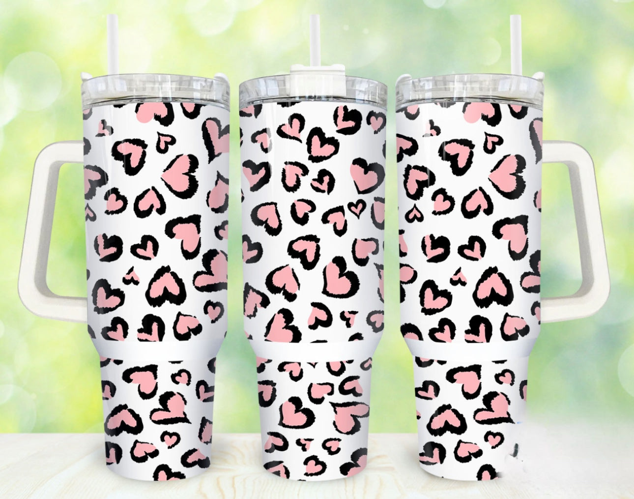 Leopard Hearts 40 oz Tumbler Preorder 4 wk tat