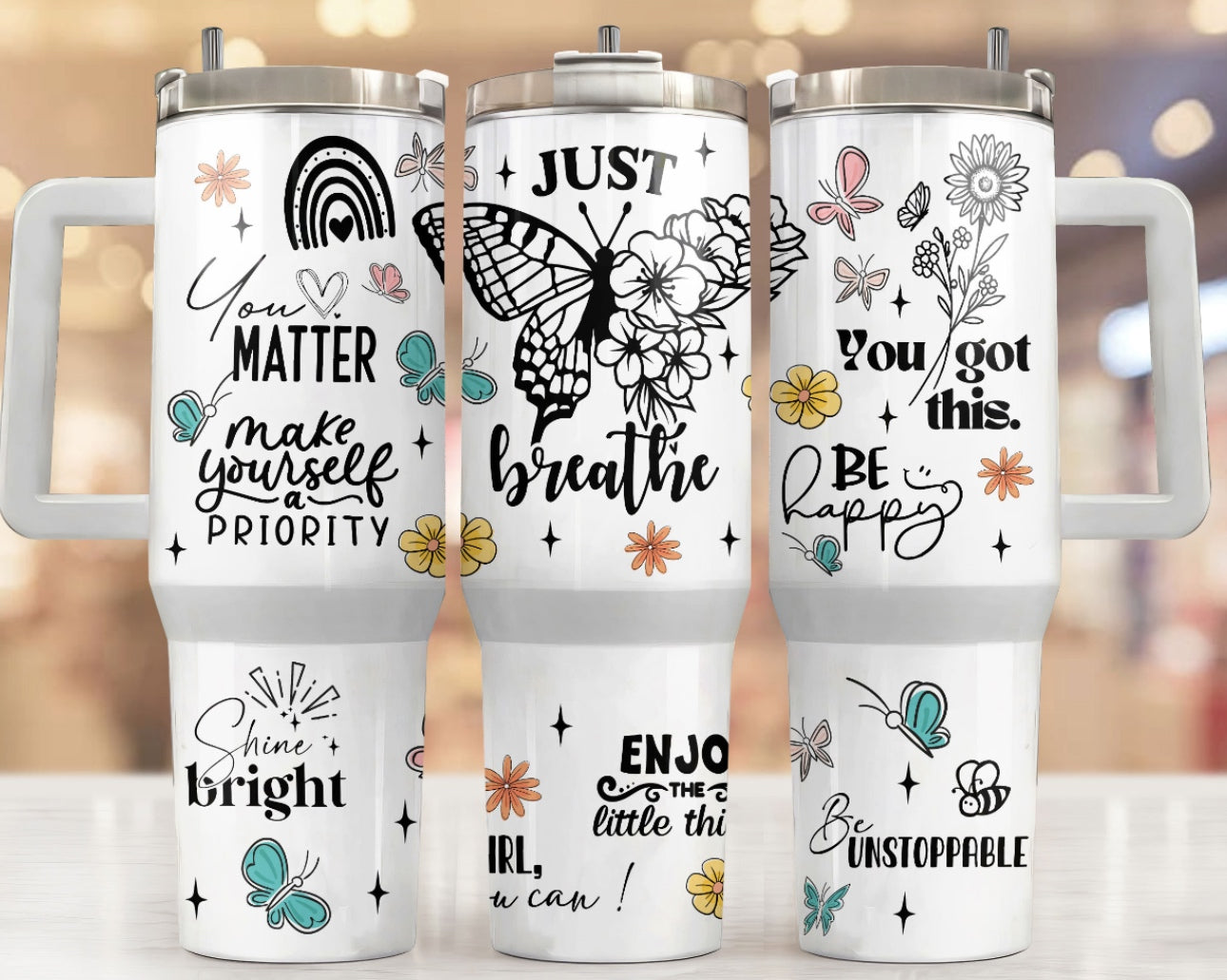 Just Breathe Butterfly 40 oz Tumbler Preorder 4 wk tat