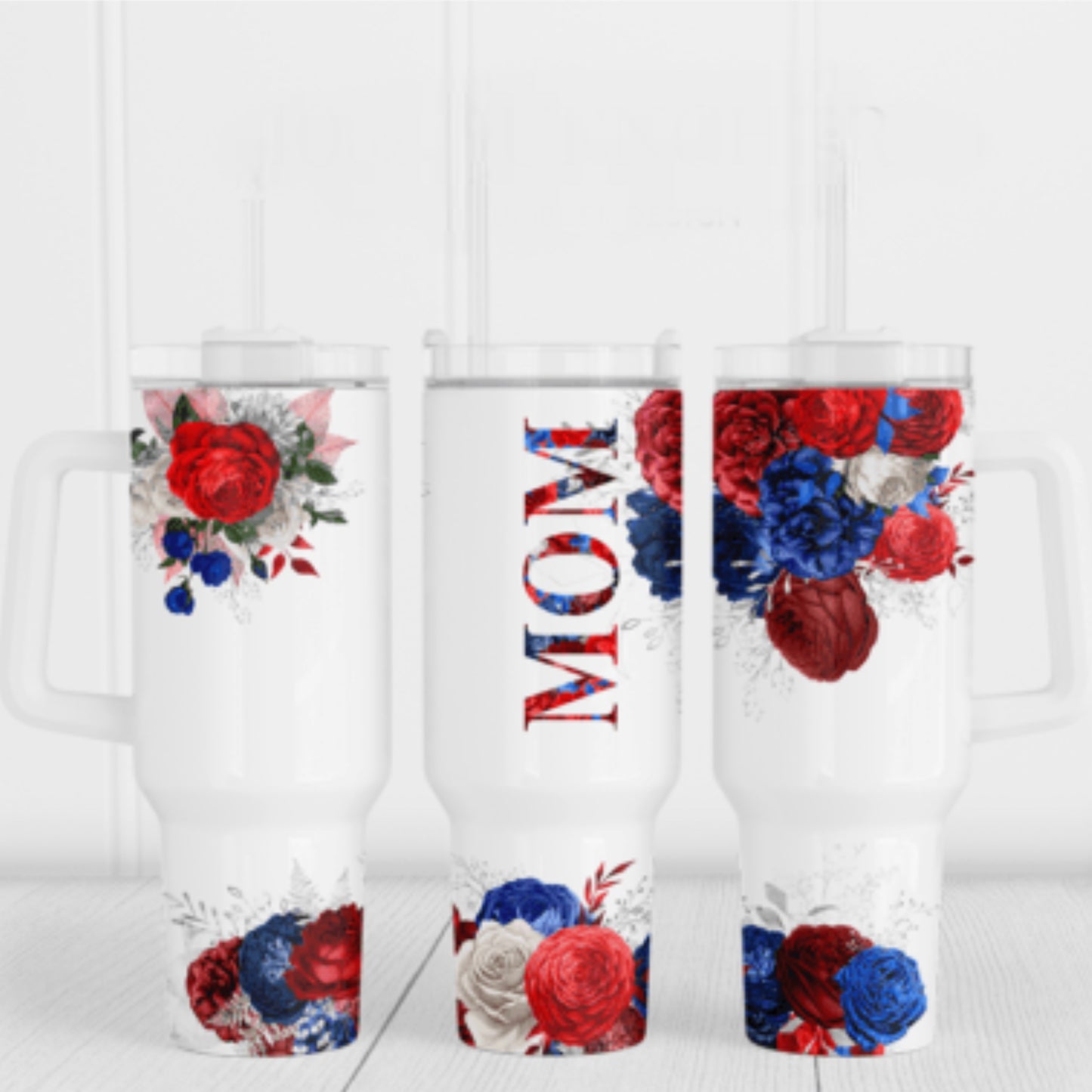 Red White and Blue Mom 40 oz Tumbler Preorder 4 wk tat