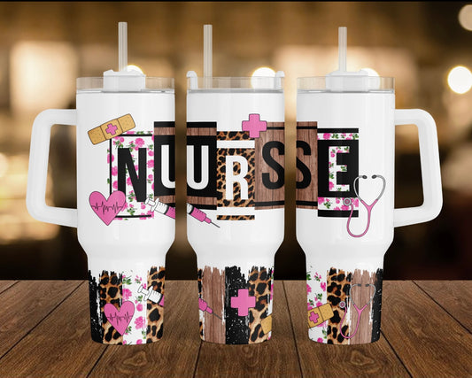 Pink Nurse 40 oz Tumbler Preorder 4 wk tat