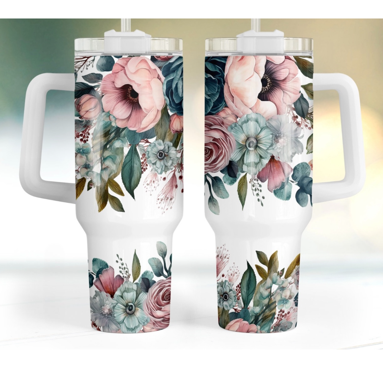 Pink Blossoms 40 oz Tumbler Preorder 4 wk tat