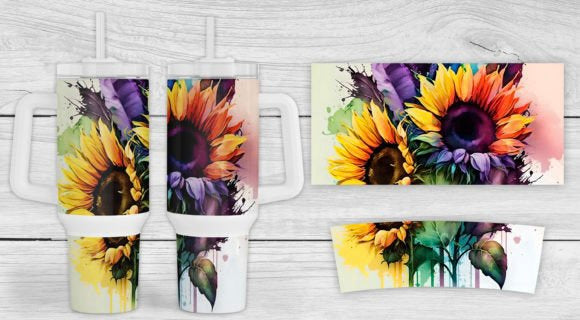 Colorful Sunflowers 40 oz Tumbler Preorder 4 wk tat