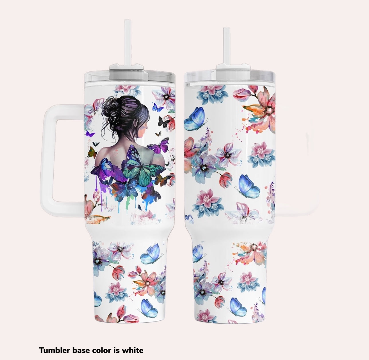 Butterflies Lady 40 oz Tumbler Preorder 4 wk tat