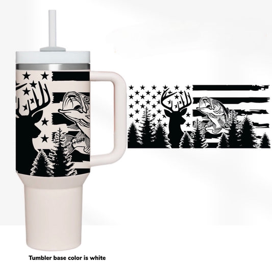 Deer Flag 40 oz Tumbler Preorder 4 wk tat