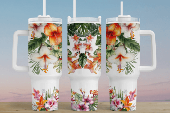 Tropical Flowers 40 oz Tumbler Preorder 4 wk tat