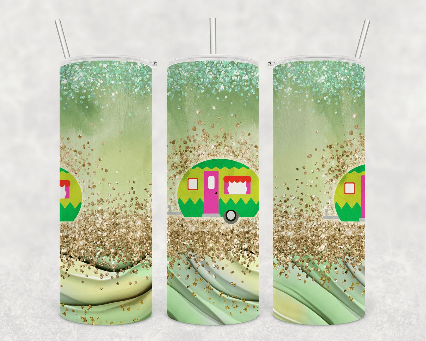 Green Camper Tumbler-Stay Foxy Boutique, Florissant, Missouri