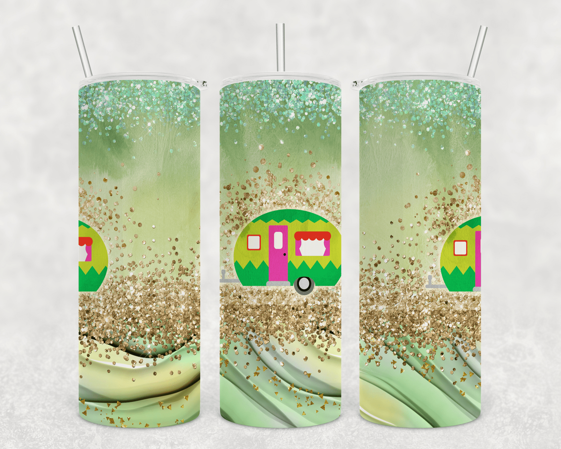 Green Camper Tumbler-Stay Foxy Boutique, Florissant, Missouri