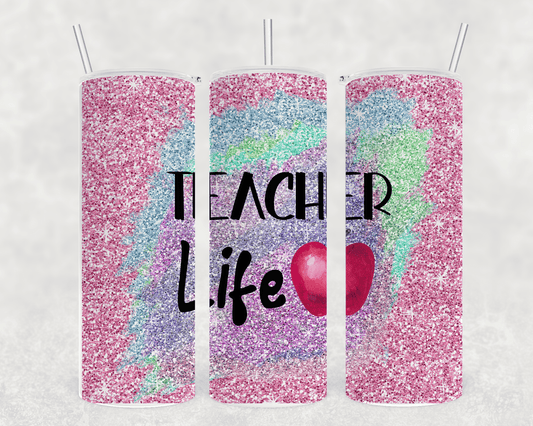 Pink Teacher Life Tumbler-Stay Foxy Boutique, Florissant, Missouri