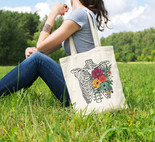 Flowers Through Chest Tote Bag