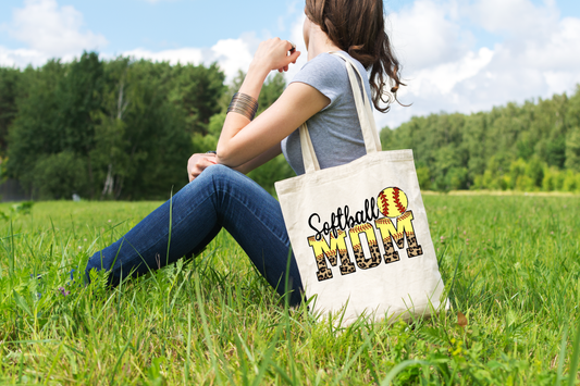 Softball Mom Canvas Tote Bag