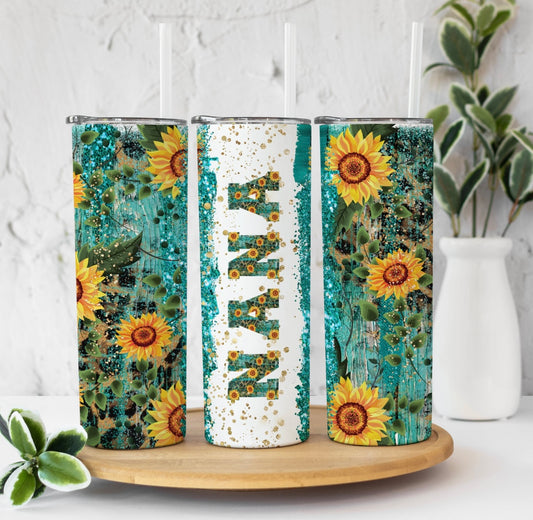 Turquoise Sunflower “Moms”Tumbler