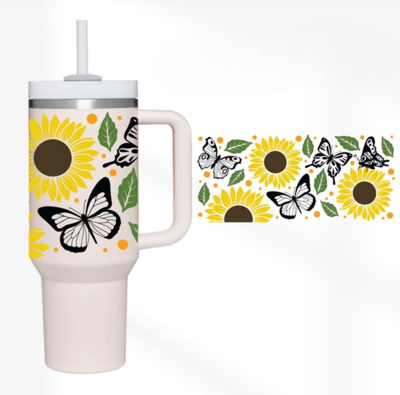 Sunflower And Butterflies 40 oz Tumbler Preorder 4 wk tat