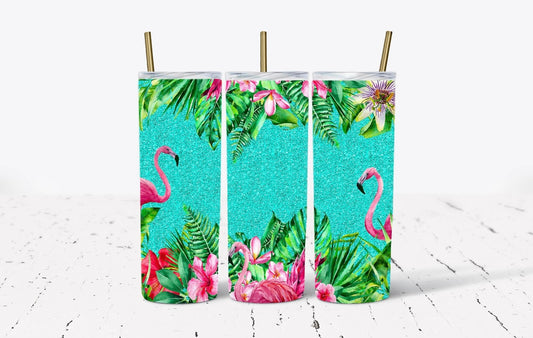 Pink Flamingo Plants Tumbler