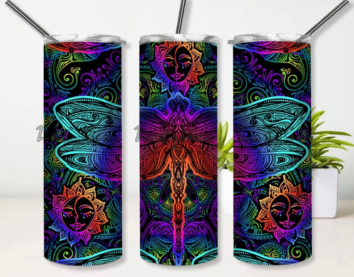 Rainbow Dragonfly Tumbler