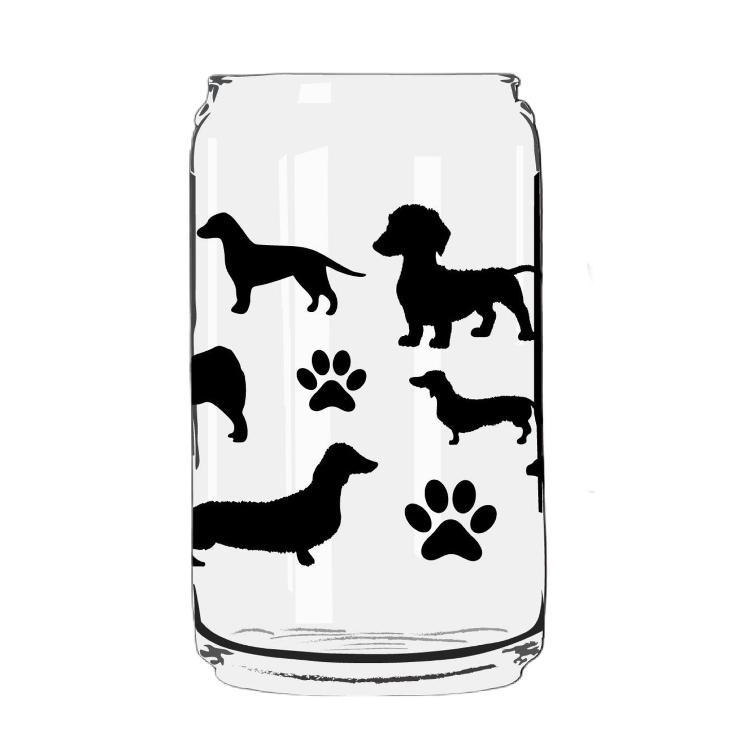 Puppy Love Glass Cup with clear straw and bamboo lid