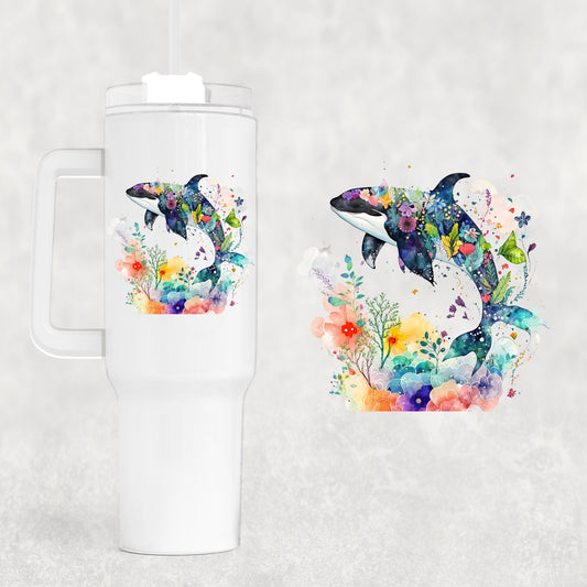 Floral Orca 40 oz Tumbler Preorder 4 wk tat