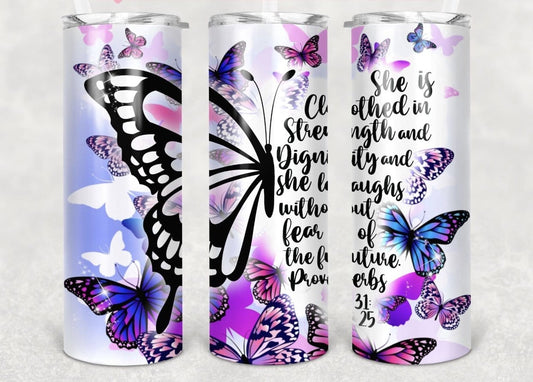 Butterfly Proverbs 31:25 Tumbler-Stay Foxy Boutique, Florissant, Missouri