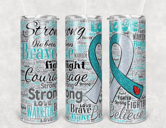 Teal Ribbon Diabetes Tumbler-Stay Foxy Boutique, Florissant, Missouri