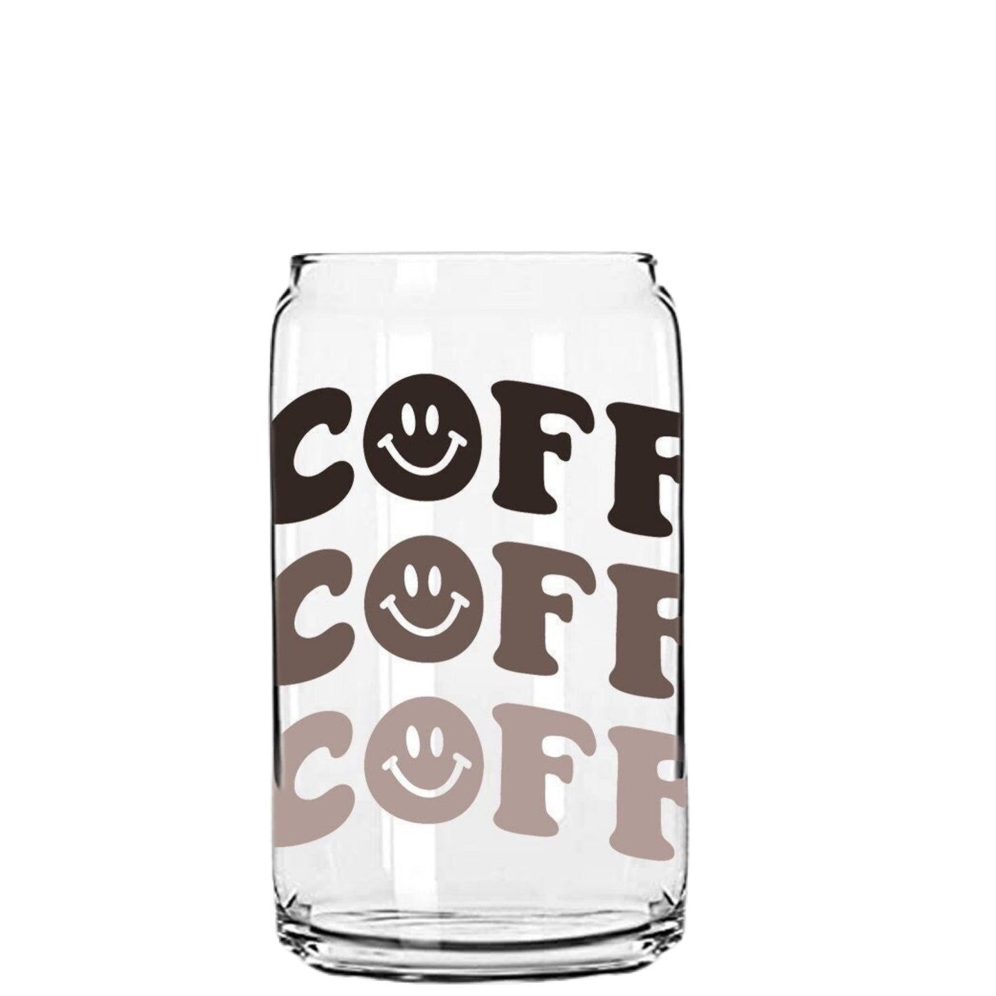 Shades Of Coffee Glass Cup with clear straw and bamboo lid