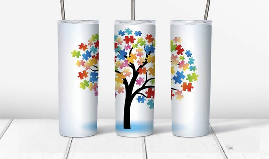 Puzzle Piece Tree Tumbler-Stay Foxy Boutique, Florissant, Missouri