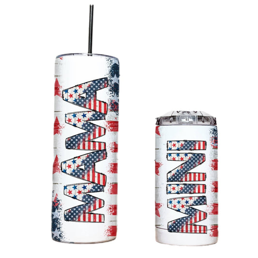 Mama/Mini Red White and Blue Tumbler