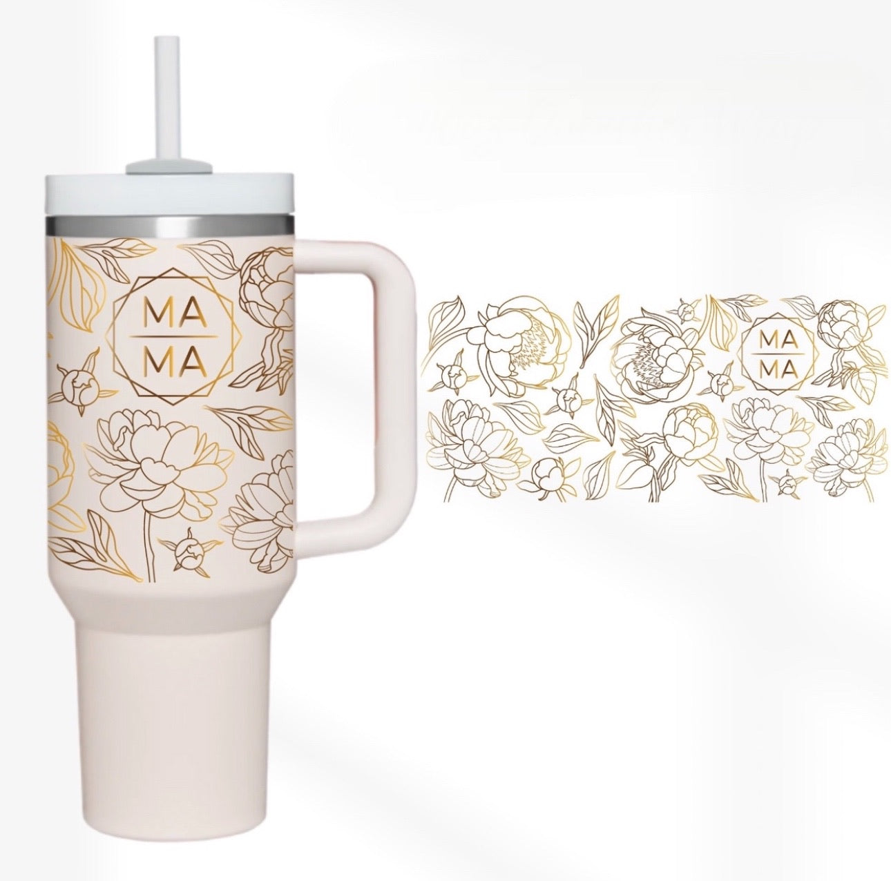 Mama Floral Detail 40 oz Tumbler Preorder 4 wk tat