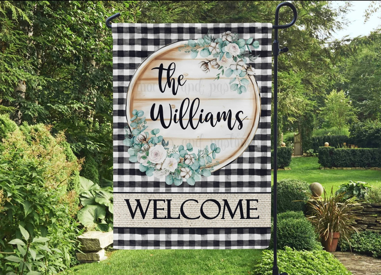 Plaid Welcome Garden Flag