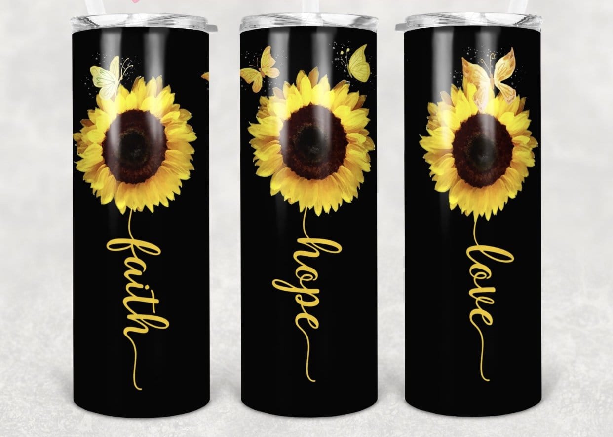 Sunflower Faith Hope Love Tumbler-Stay Foxy Boutique, Florissant, Missouri