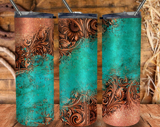 Turquoise and Rust Tumbler