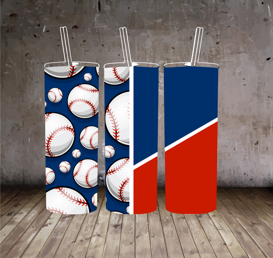 Red and Blue Baseball Tumbler