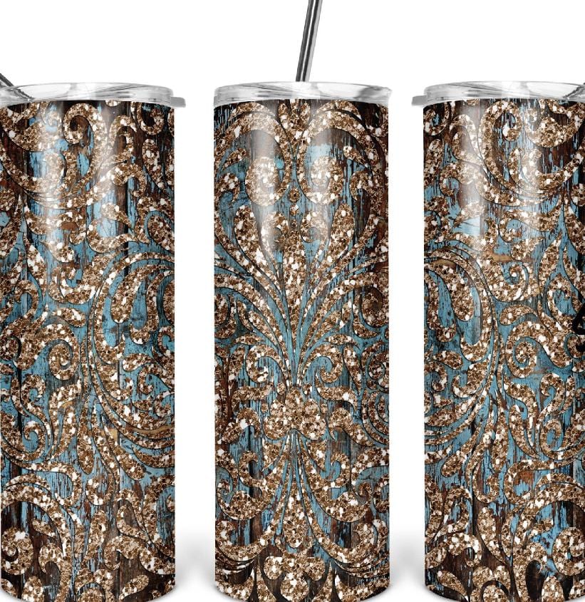 Bronze Glitter Pattern Tumbler-Stay Foxy Boutique, Florissant, Missouri