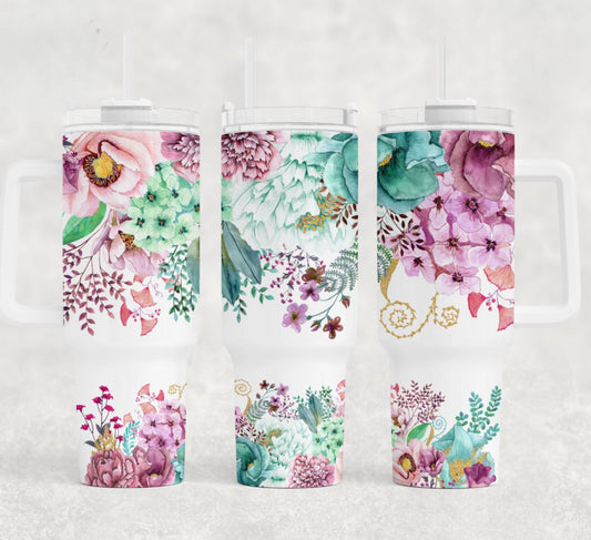 Floral Top and Bottom 40 oz Tumbler Preorder 4 wk tat