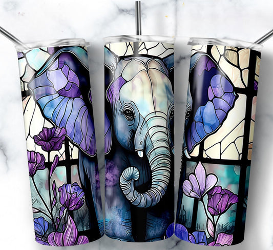 Stained Glass Elephant Tumbler