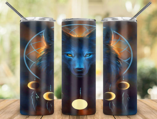 Moon Phases Wolf Tumbler