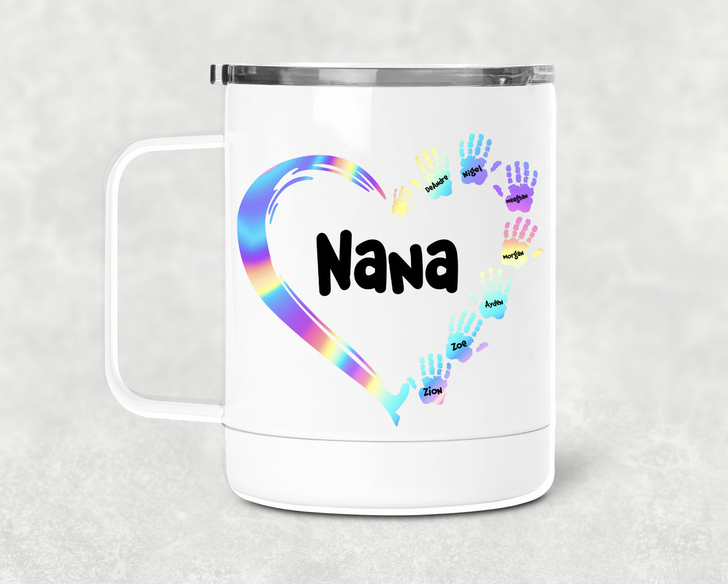 Mama Happy Hands FULLY CUSTOM MUG OR WINE CUP (CHOOSE NAME FOR MOM OR GRANDMA)