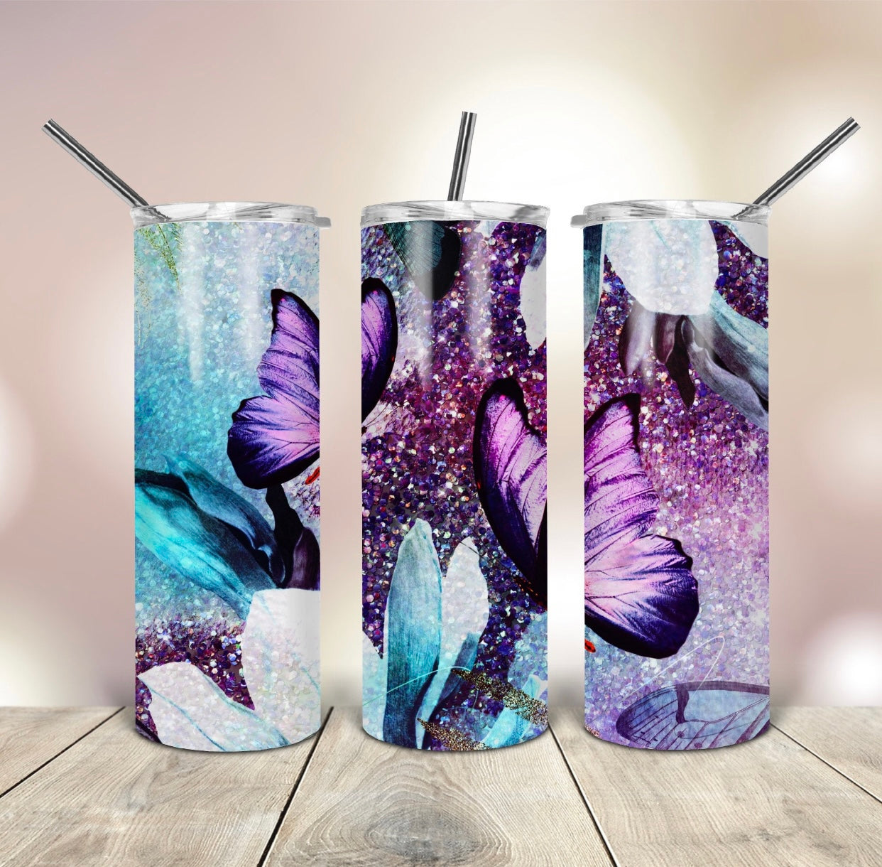 Glitter Butterflies Tumbler