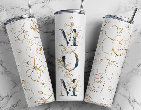 Glitter Flower Mom Tumbler