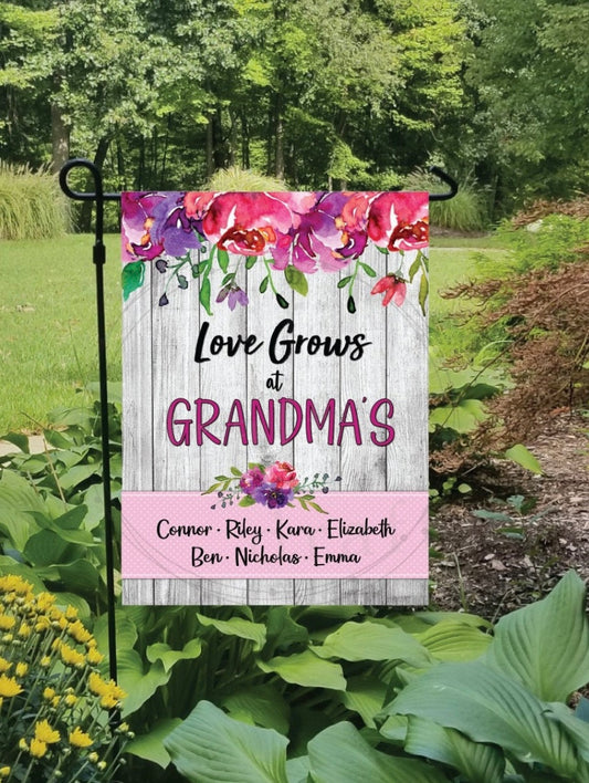 Love Grows Pink Garden Flag